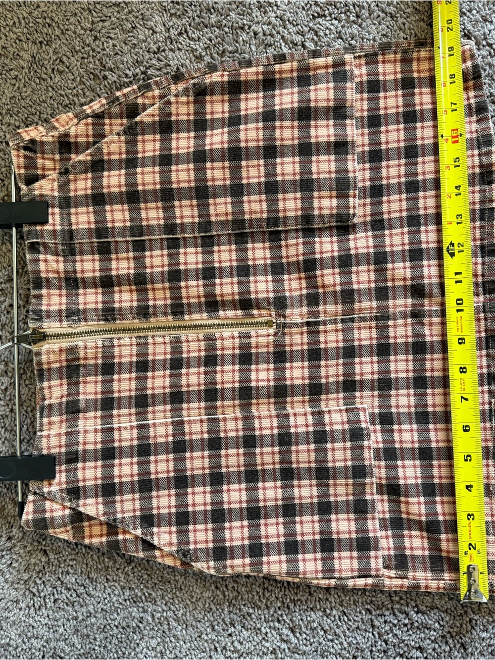 wild fable Corduroy Pink and Brown Plaid Front-Zip Mini Skirt - Picture 7 of 8